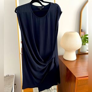 AllSaints Navy Silk Draped Minidress